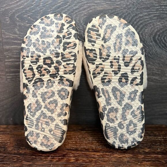 APL Women’s Shearling Slide Sandal in Parchment/Black/Leopard. 🖤🤍🤎 Size 8. NI - Picture 3 of 16